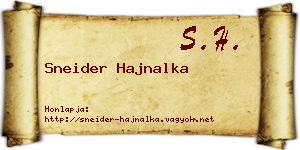 Sneider Hajnalka névjegykártya